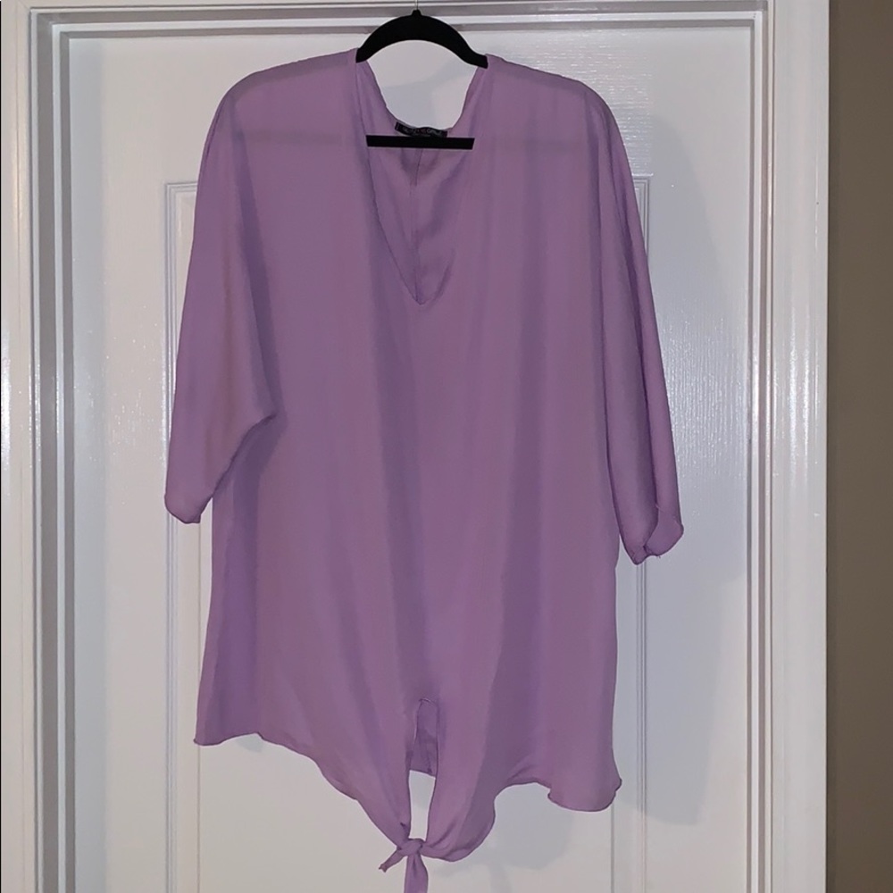 Purple Shirt with Keyhole Tie